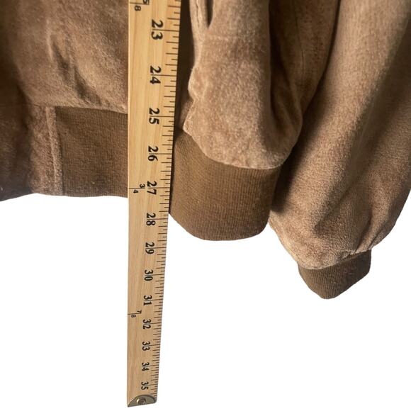 Identity Vintage 90s Men's Size Large Tan Leather Bomber Coat Jacket - Picture 10 of 12